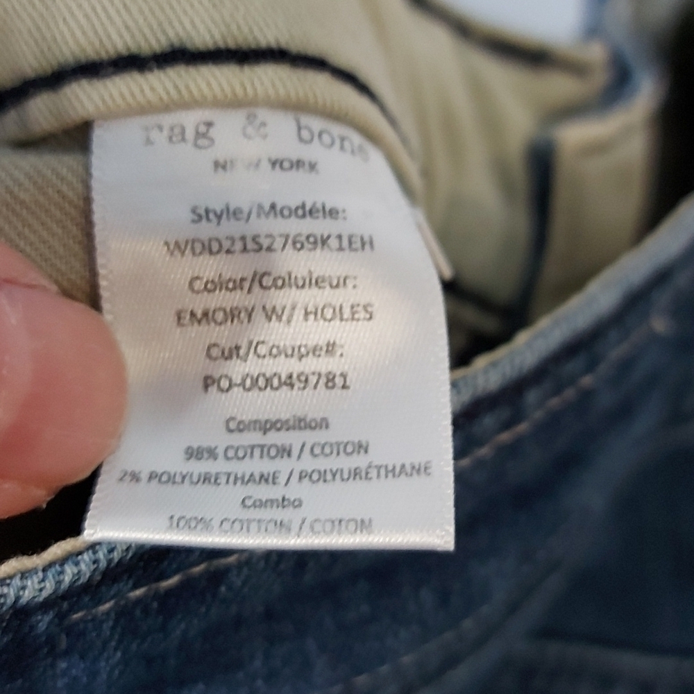 Rag & Bone Rosa Mid Rise Destressed Straight Leg Jeans Size 24 - Picture 8 of 8